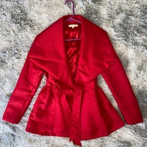 Hot & Delicious Fire Red Tie Waist Coat with Pockets and Satin Lining